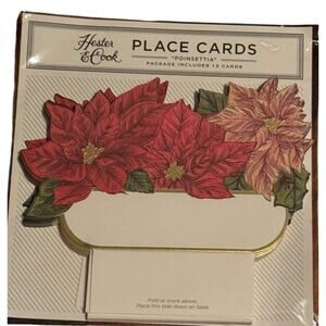 Poinsettia Place Cards New Hester & Cook NEW Christmas Party 12 Buffet Markers